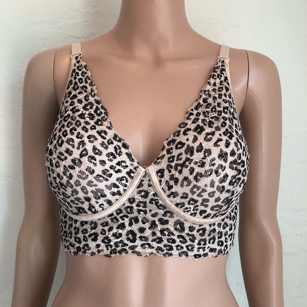 Maidenform Wireless Laced Women’s Size 36C Bush-Up Bra Leopard Animal-Print Top